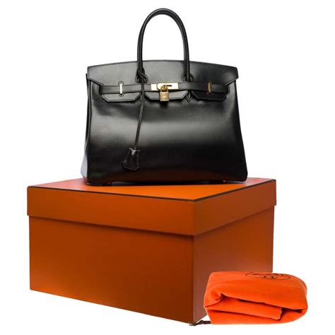 hermes noir box calf leather gold finish birkin 35 bag|Hermes Birkin Bag.